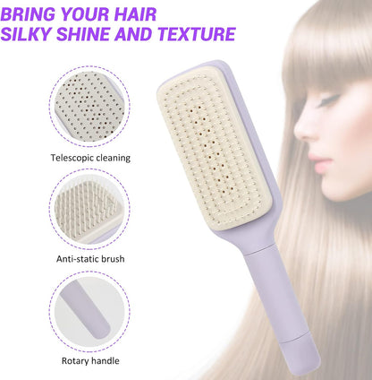 Nouvelle brosse à cheveux autonettoyante rétractable à poils de brosse rétractables