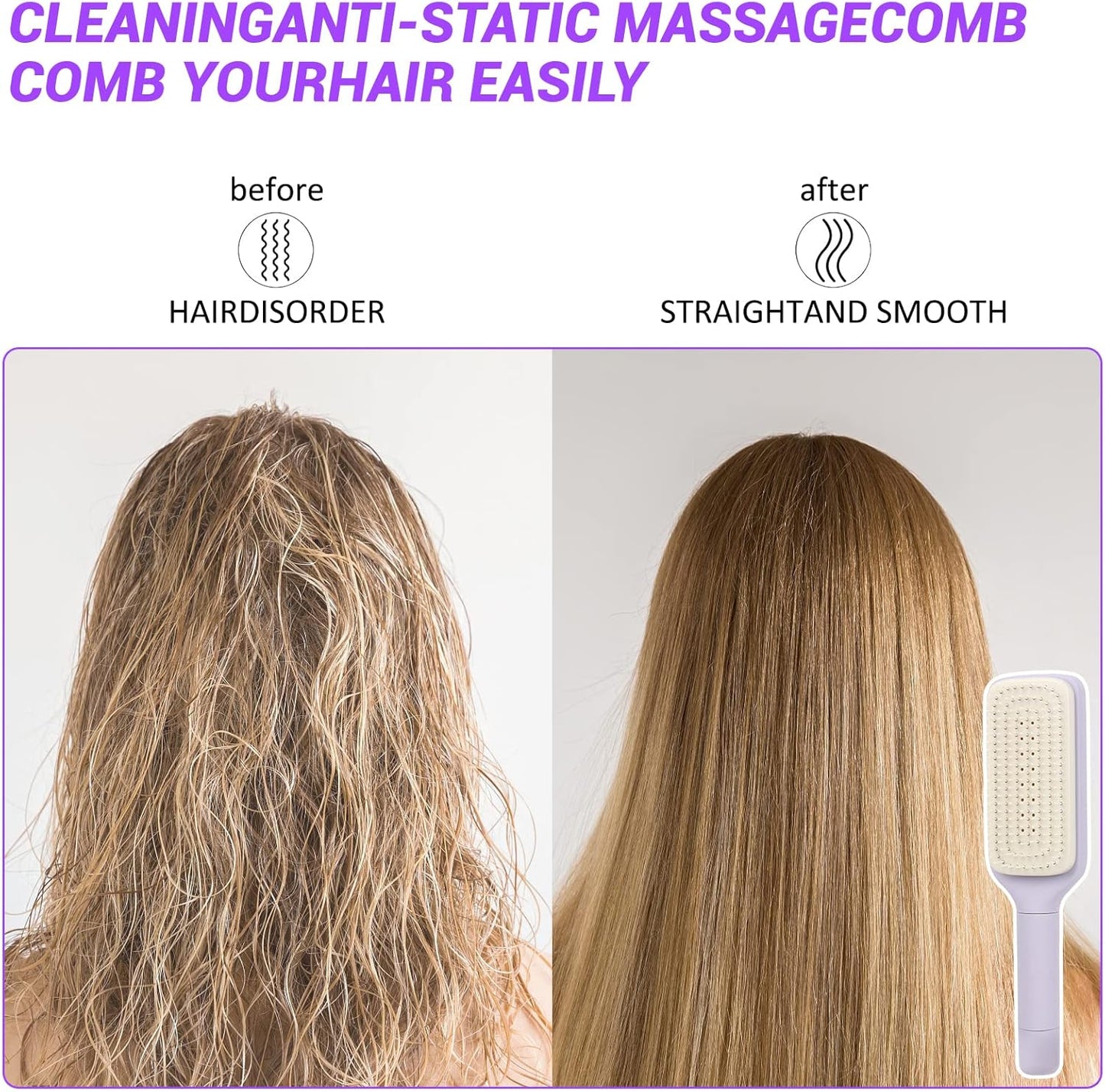 Nouvelle brosse à cheveux autonettoyante rétractable à poils de brosse rétractables