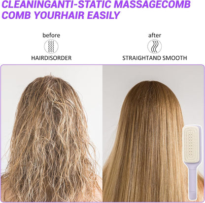 Nouvelle brosse à cheveux autonettoyante rétractable à poils de brosse rétractables